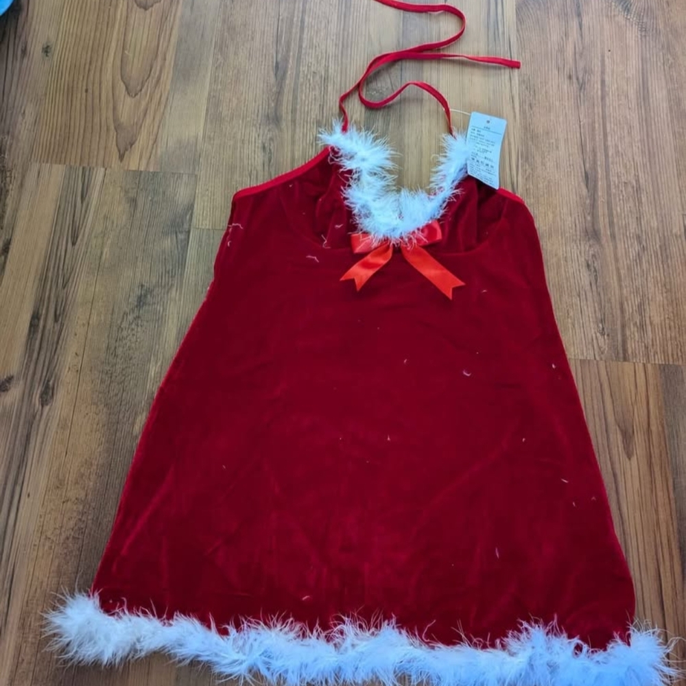 BNWT Red Velvet Holiday Dress with White Fur Trim